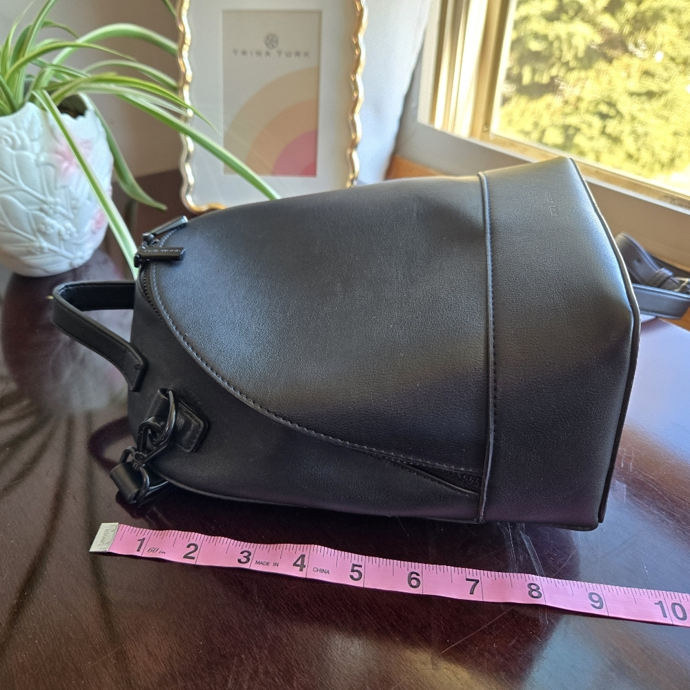 Pixie Mood Black Vegan Leather Convertible Mini Backpack / Crossbody Bag - Picture 7 of 8